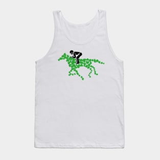 Race horse made of Four leaf Clovers with Jockey Horse Tank Top